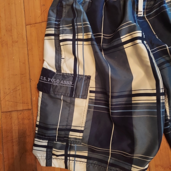 Polo assn blue plaid swim trunks cargo pockets drawstring waist xl - Picture 3 of 5
